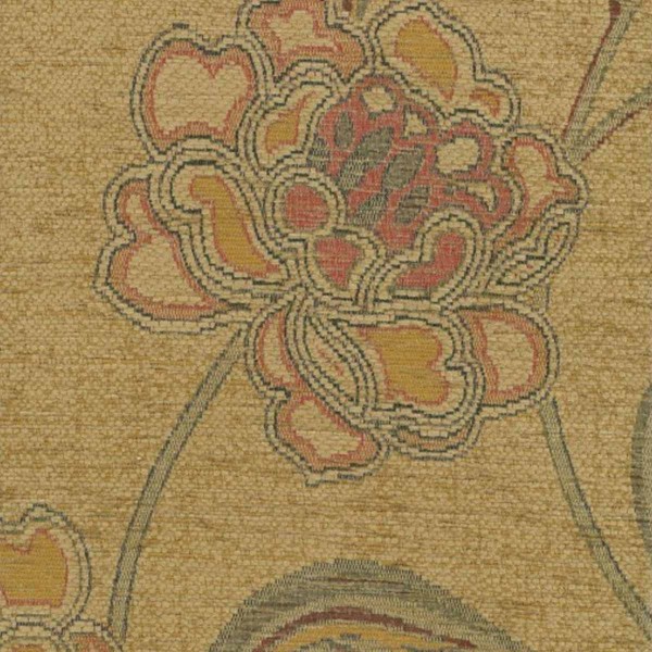 Maida Vale Floral Gold Upholstery Fabric - SR14601
