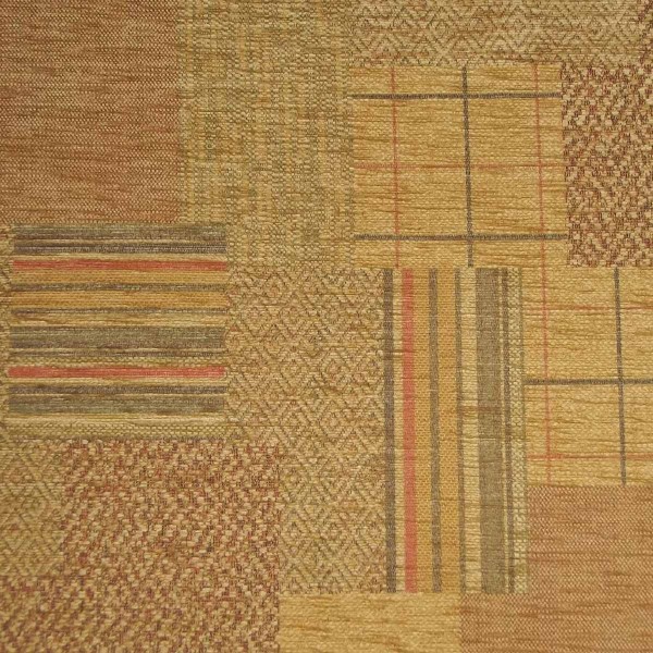 Maida Vale Patchwork Gold Upholstery Fabric - SR14661