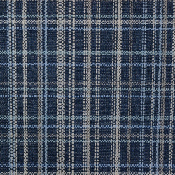 Lomond Traditional Check Denim Upholstery Fabric