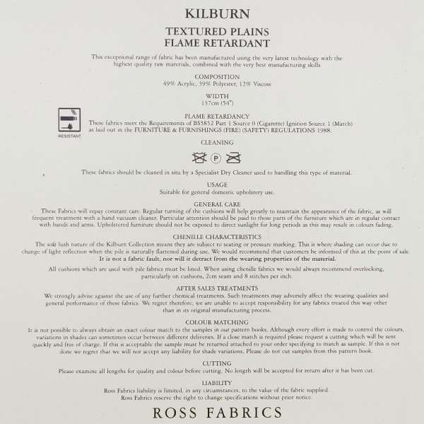 Kilburn Plain Natural Fabric - SR12900 Ross Fabrics