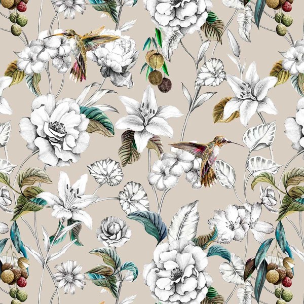 Maestro Rembrandt Hummingbird Velvet Fabric - MAE3375 Cristina Marrone