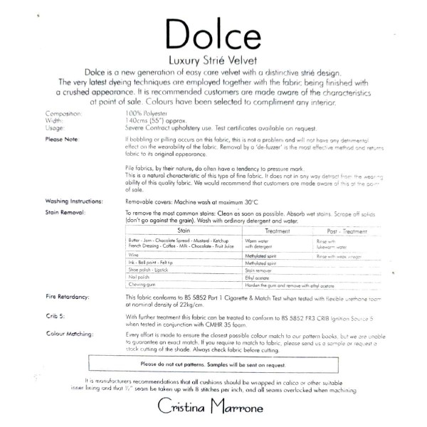 Dolce Dream Strie Velvet Fabric - DOL3478 Cristina Marrone