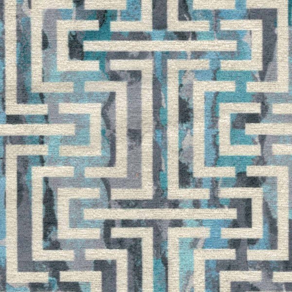 Accento Maze Blue Steel Upholstery Fabric - ACC3110