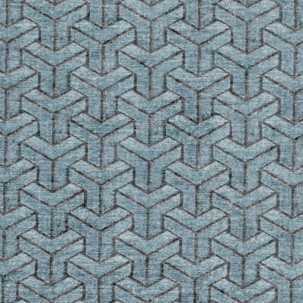Accento Geometric Blue Steel Upholstery Fabric - ACC3116