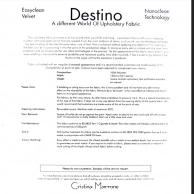 Destino Peacock Easyclean Velvet Upholstery Fabric - DES3054