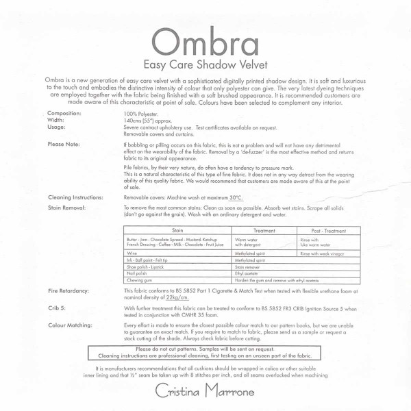 Ombra Cedar Shadow Velvet Fabric - OMB3317 Cristina Marrone