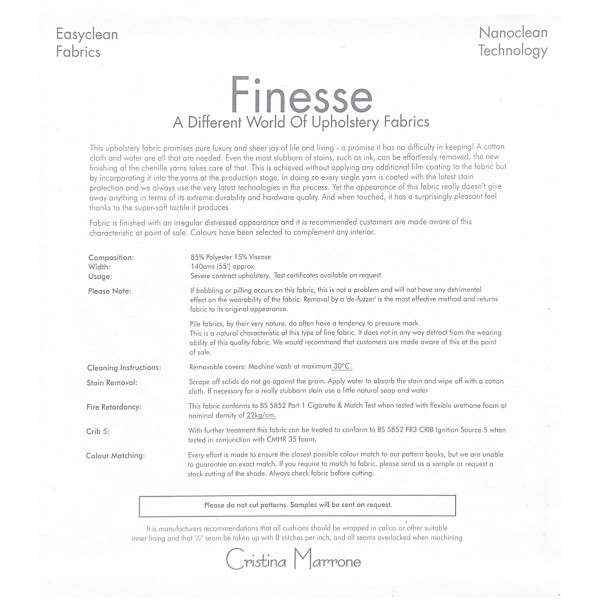 Finesse Ivory Easyclean Cotton Fabric - FIN2794 Cristina Marrone