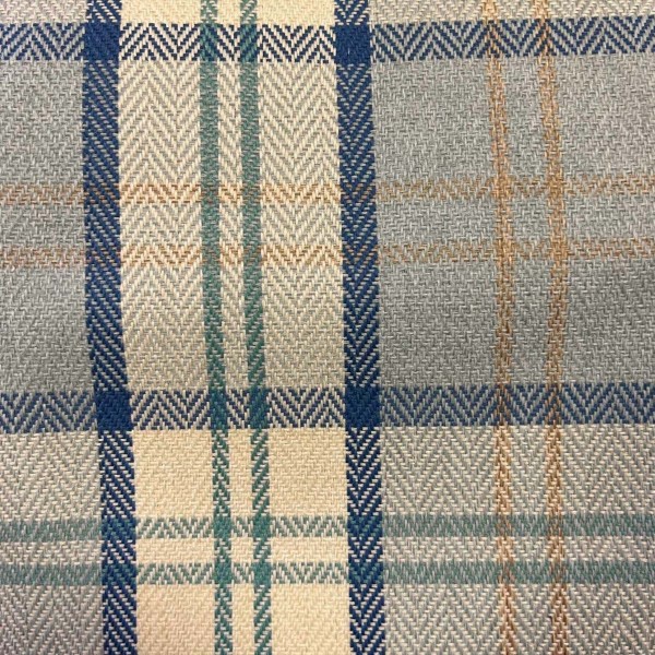 Piazza Ocean Plaid Upholstery Fabric - PIA1628