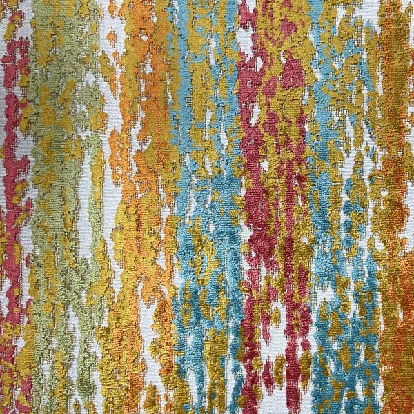 Venezia Multicoloured Distressed Stripe Upholstery Fabric - VEN3715
