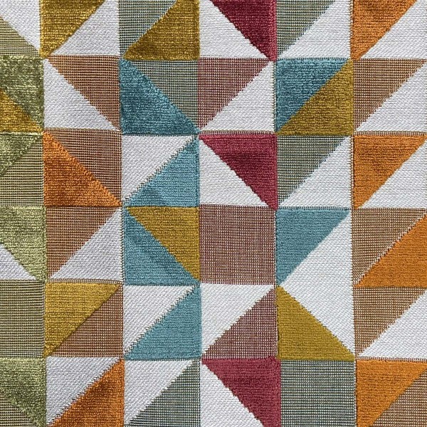 Venezia Multicoloured Geometric Triangle Upholstery Fabric - VEN3716