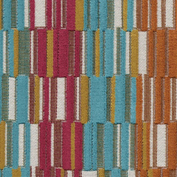 Venezia Multicoloured Geometric Stripe Upholstery Fabric - VEN3717