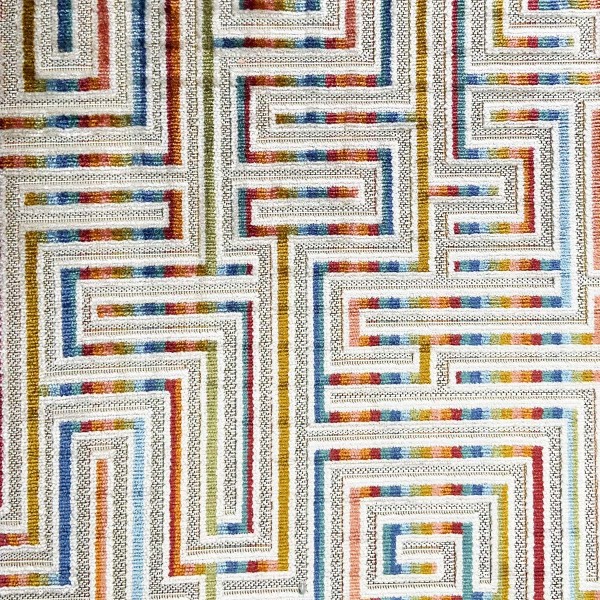 Venezia Multicoloured Geometric Maze Upholstery Fabric - VEN3719