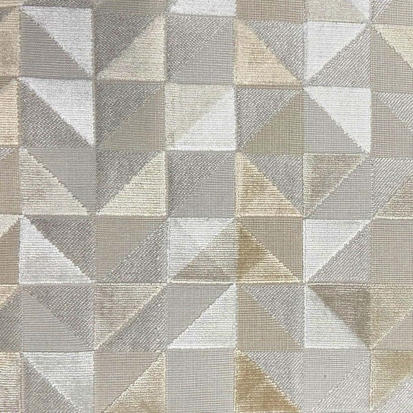 Venezia Oyster Geometric Triangle Upholstery Fabric - VEN3721