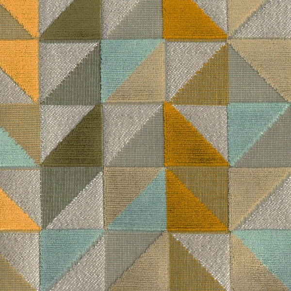 Venezia Gold Geometric Triangle Upholstery Fabric - VEN3726