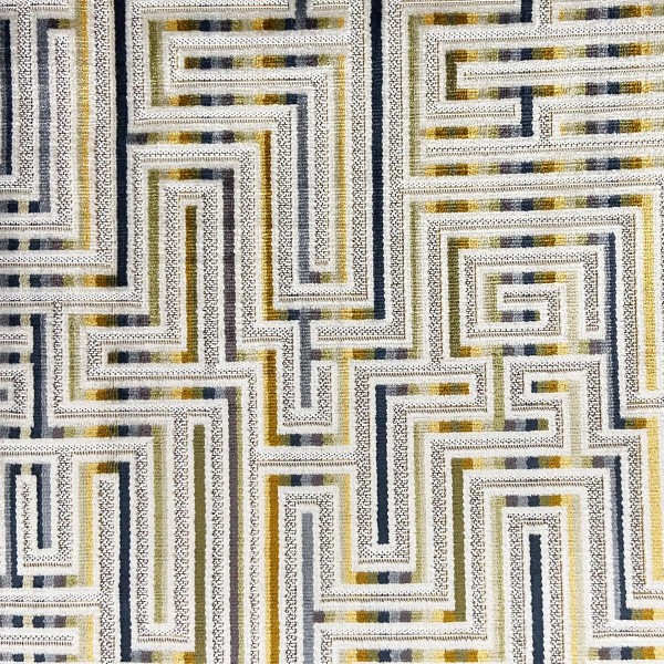 Venezia Gold Geometric Maze Upholstery Fabric - VEN3729