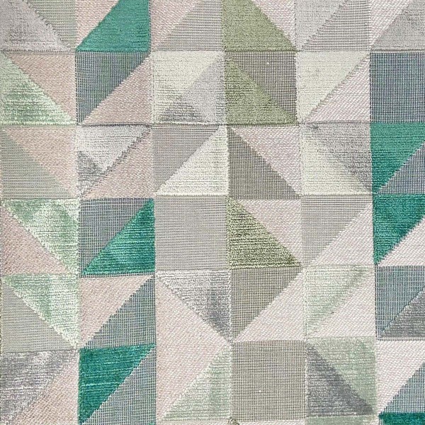 Venezia Jade Geometric Triangle Upholstery Fabric - VEN3731