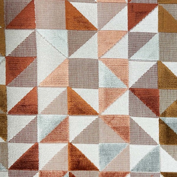 Venezia Copper Geometric Triangle Upholstery Fabric - VEN3736