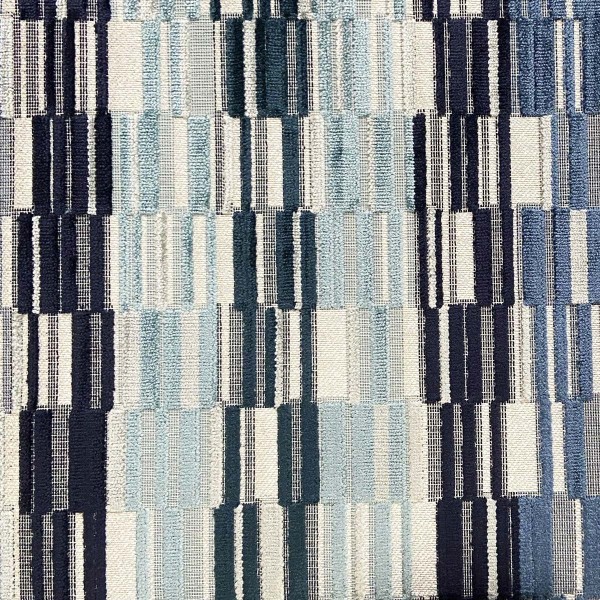 Venezia Denim Geometric Stripe Upholstery Fabric - VEN3742