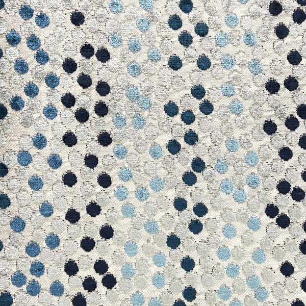 Venezia Denim Geometric Spot Upholstery Fabric - VEN3743