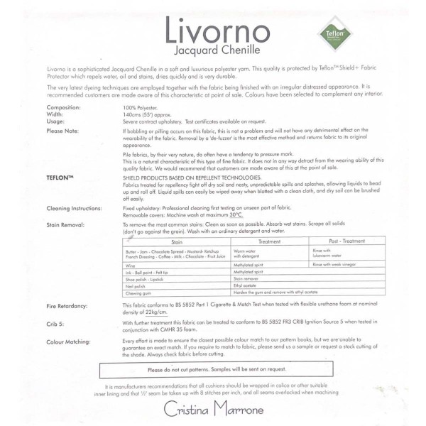 Livorno Aegean Chenille Teflon Shield+ Protection Upholstery Fabric - LIV2911