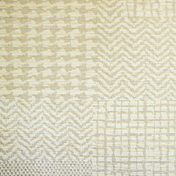 Zaffiro Ivory Patchwork Jacquard Weave Upholstery Fabric - ZAF2429