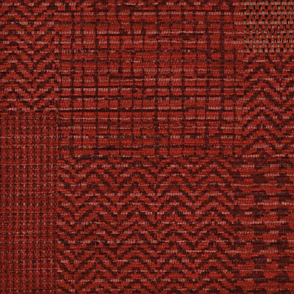 Zaffiro Russet Patchwork Jacquard Weave Upholstery Fabric - ZAF2435 Cristina Marrone