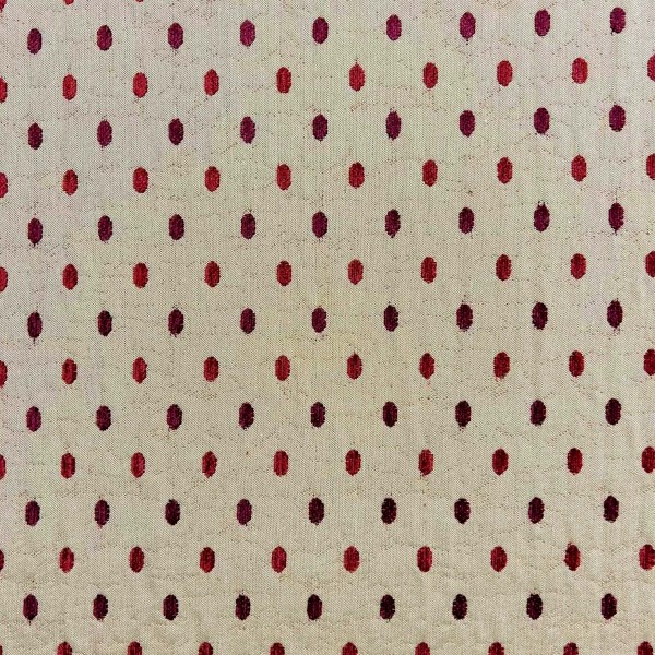 CLEARANCE Beige and Red Spot Pocket Weave Upholstery Fabric - 3.5 Metres