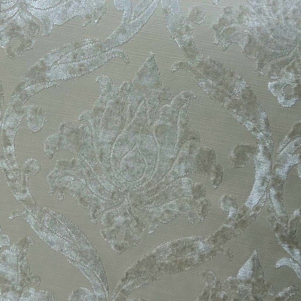 CLEARANCE Medallion Natural Velvet Chenille Upholstery Fabric - 1.1 Metres