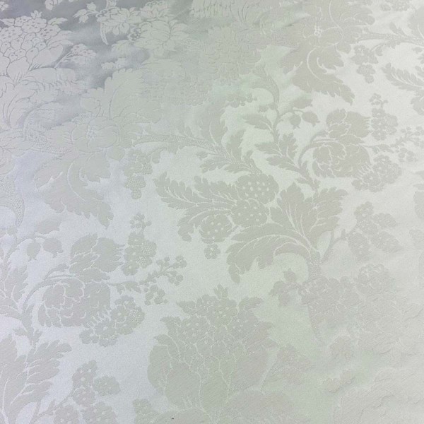 CLEARANCE Damask Floral Pearl Silk Upholstery Fabric - 1 Metres