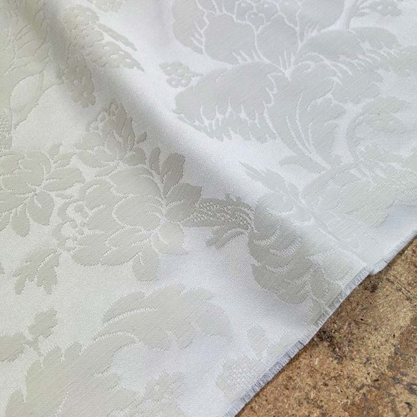 CLEARANCE Damask Floral Pearl Silk Upholstery Fabric - 1 Metres