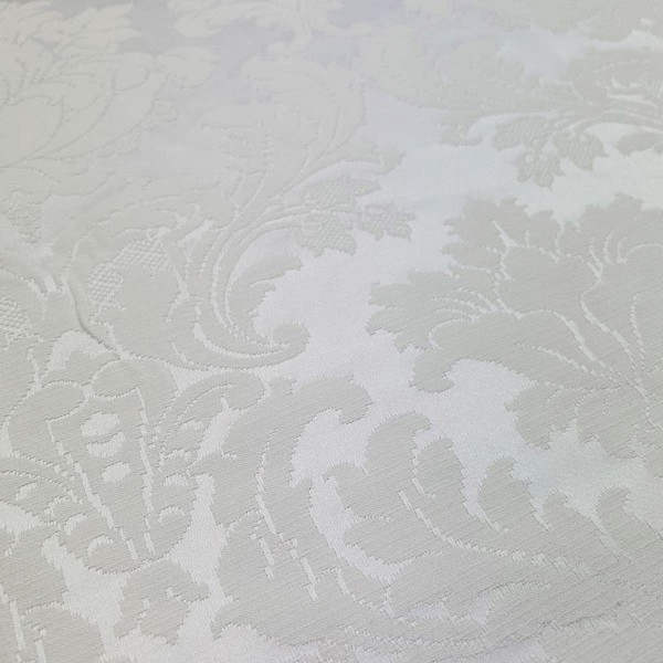CLEARANCE Damask Medallion Pearl Silk Upholstery Fabric - 1 Metres