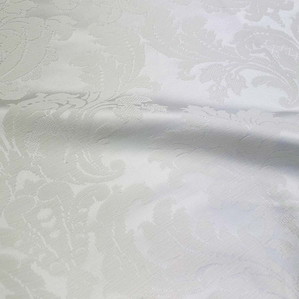 CLEARANCE Damask Medallion Pearl Silk Upholstery Fabric - 1 Metres