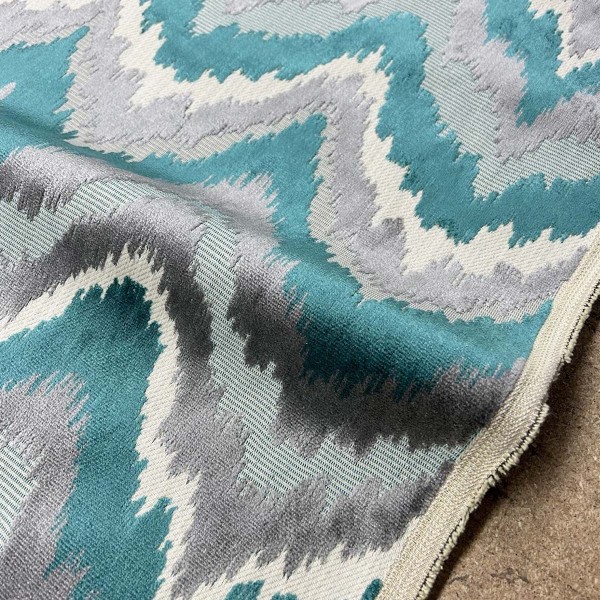 CLEARANCE Teal Wave Upholstery Fabric - 2.1 Metres