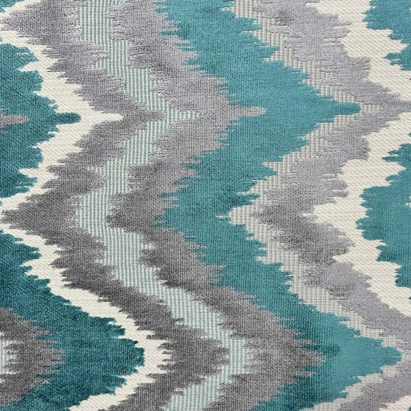 CLEARANCE Teal Wave Upholstery Fabric - 2.1 Metres