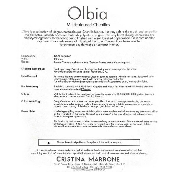 Olbia Dijon Multicoloured Chenille Upholstery Fabric - OLB3825
