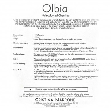 Olbia Kaleidoscope Multicoloured Chenille Upholstery Fabric - OLB3833