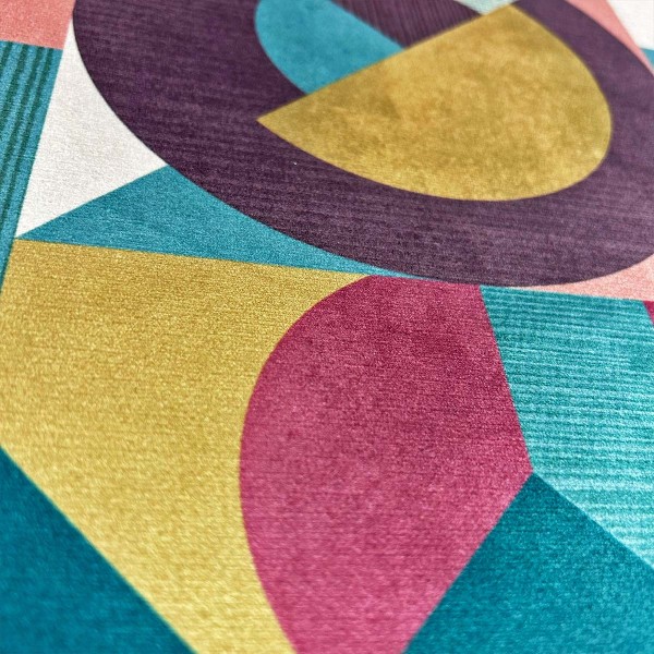 coloured geometric velvet upholstery fabric