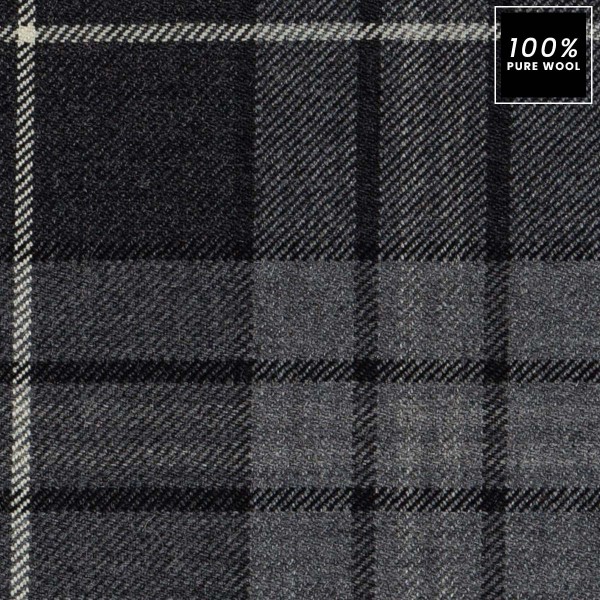 Tartan Hebridean Granite 100% Pure Wool Upholstery Fabric