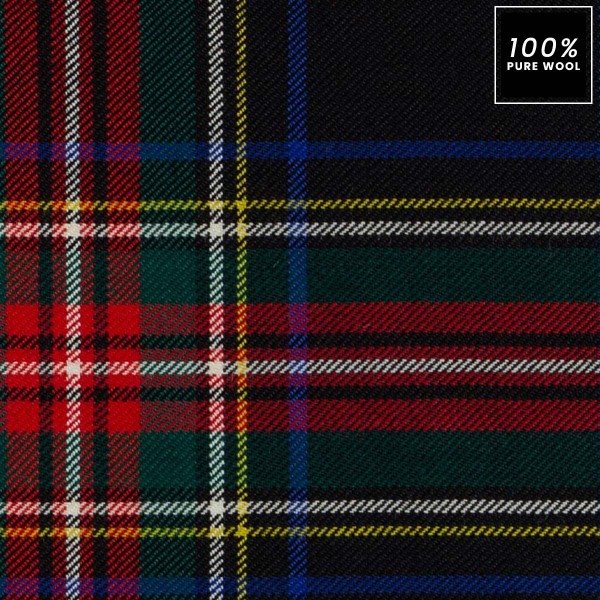 Tartan Stewart Black Mod 100% Pure Wool Upholstery Fabric