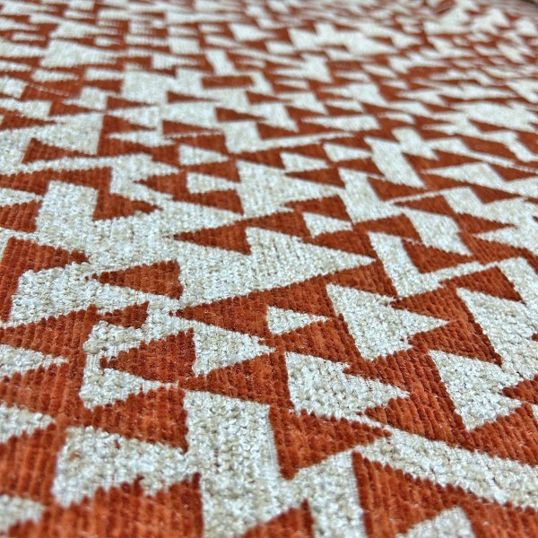 Padar Heavyweight Geometric Burnt Orange Upholstery Fabric | Beaumont Fabrics