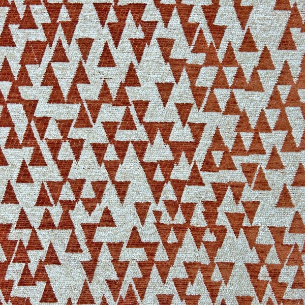 Padar Heavyweight Geometric Burnt Orange Upholstery Fabric | Beaumont Fabrics