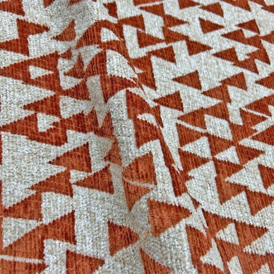 Padar Heavyweight Geometric Burnt Orange Upholstery Fabric | Beaumont Fabrics