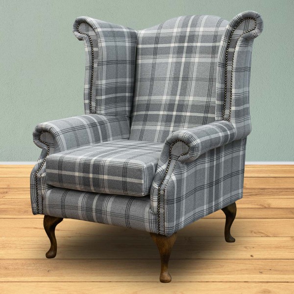 Balmoral Dove Grey Tartan Plaid Upholstery Fabric | Beaumont Fabrics