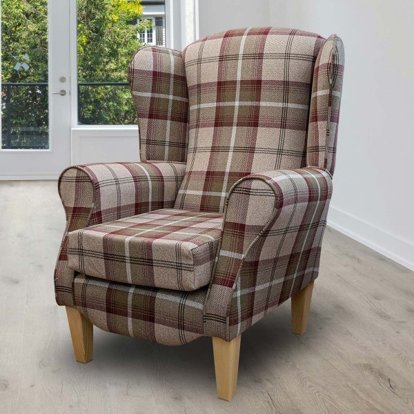 Balmoral Mulberry Tartan Plaid Upholstery Fabric | Beaumont Fabrics