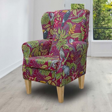 Rainforest Cranberry Cotton Upholstery Fabric | Beaumont Fabrics