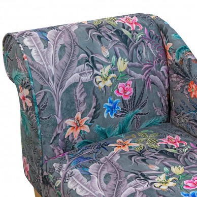 Maestro Ribera Grey Botanical Velvet Fabric - MAE3365 Cristina Marrone