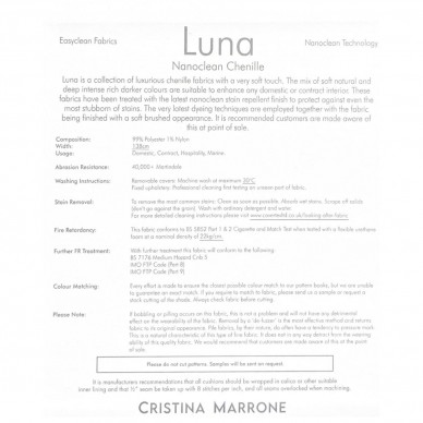 Luna Aqua Nanoclean Chenille Upholstery Fabric - LUN4025 Cristina Marrone