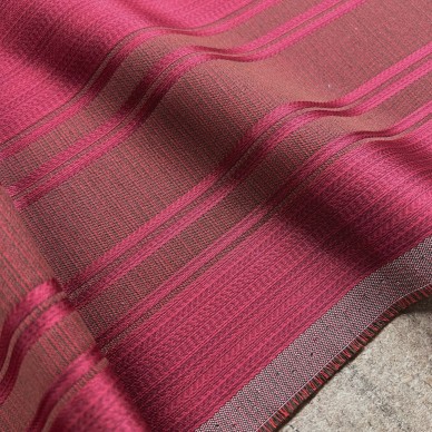 CLEARANCE Red Damask Silk Stripe Upholstery Fabric - 3 Metres
