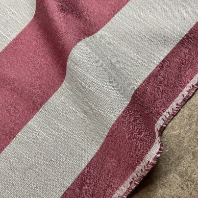 CLEARANCE Red and Natural Stripe Upholstery Fabric - 3.1 Metres