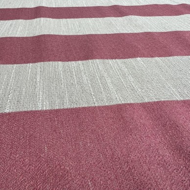 CLEARANCE Red and Natural Stripe Upholstery Fabric - 3.1 Metres